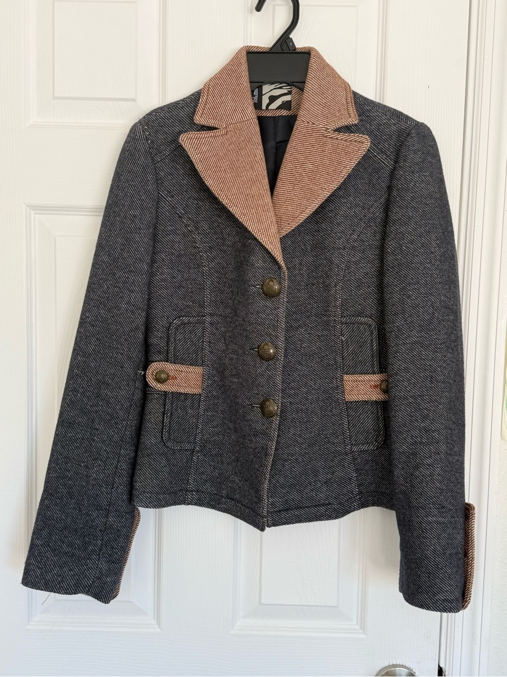 Toi et Moi Charcoal Blazer with Tan Trim